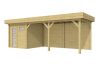 Blokhut Kuifmees 250x250 cm + luifel 500 cm - geïmpregneerd