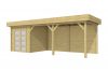 Blokhut Kolibri 250x250 cm + luifel 500 cm - geïmpregneerd