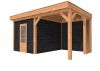 Buitenverblijf premium XXL 500x400 cm inclusief berging en zwarte achterwanden