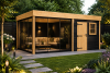 Buitenverblijf Novo 300x400 cm + overkapping 300 cm incl. glasschuifwanden (incl. EPDM)