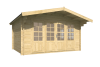 Tuindeco Blackpool blokhut 440x340 cm + luifel 90 cm 58 mm vuren grijs geïmpregneerd