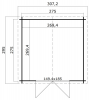 Blokhut Norah 275x275 cm - Carbon Grey-Wit gecoat plattegrond