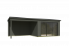 Tuinhuis Pernilla 385x295 cm + 350 cm aanbouw - Green Grey gecoat