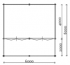 Lugarde Blokhut B44 600x400 cm + luifel 200 cm - 44 mm - plattegrond