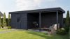 Lugarde Select Lelystad Modern tuinhuis 300x300 cm + overkapping 400 cm 28 mm vuren zwart geolied