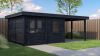 Lugarde Select Modern tuinhuis met overkapping Almere 388x388cm + 300cm - Zwarte olie