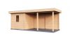 Lugarde Select Modern tuinhuis met overkapping Dordrecht 250x250cm + 400cm - Onbehandeld
