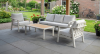 Tuindeco Barbados loungeset 4-delig wit aluminium met witte kussens
