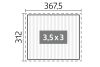 Plattegrond van biohort pergola 350 x 300 cm