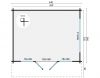 Blokhut Blackpool 440x340 cm met luifel- Red class wood plattegrond