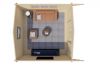 Blokhut Blackpool 440x340 cm met luifel binnen interieur