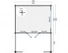Blokhut Bolton 440x340 cm + luifel 200 cm - Red class wood - plattegrond