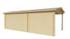 Tuindeco Skeg Blokhut 420x340 cm + luifel 280 cm 44 mm vuren red class wood geïmpregneerd
