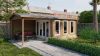 Tuindeco Skeg Blokhut 420x340 cm + luifel 280 cm 44 mm vuren red class wood geïmpregneerd