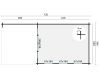Blokhut Skeg 420x340 cm + zijluifel 280 cm - red class wood - plattegrond