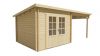Tuindeco Chappo Blokhut 300x300 cm + luifel 298 cm 28 mm vuren red class wood geïmpregneerd