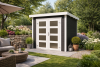 Blokhut Bart 200x200cm 28mm vuren groengrijs-wit geverfd
