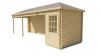Tuindeco Gretel Blokhut 250x250 cm + luifel 550 cm 44 mm vuren bruin geïmpregneerd