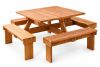 Vierkante picknicktafel met 4 bankjes van hardhout