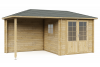 Blokhut 2525Z 250x250 cm + zijluifel 250 cm - extern gecoat