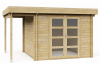 Blokhut 331M 300x300 cm + zijluifel 110 cm - compleet gecoat
