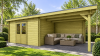 Classicline Blokhut Flevoland 400x250 cm + overkapping 300 cm vuren groen geïmpregneerd