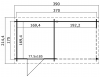 Blokhut Jelle 370x175 cm - Platinum Grey-Wit gecoat plattegrond