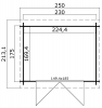 Blokhut Indi 230x175 cm - Carbon Grey-Wit gecoat plattegrond