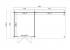 Blokhut Karyna 570x275 cm - Platinum Grey-Wit gecoat plattegrond