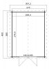 Blokhut Norah 275x380 cm - Platinum Grey-Wit gecoat plattegrond