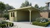 Classicline Blokhut Overijssel vuren groen geïmpregneerd 300x300 + overkapping 300 cm
