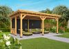 Overkapping Plat Dak Odense XL Type 2 Red Class Wood 550 x 378 - Zwarte wanden