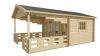 Blokhut Sanstrov 380x320 cm + luifel 270 cm - Grijs geïmpregneerd