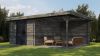 Lugarde Select Blokhut met overkapping Tiel 300x400cm + 300cm - Keteldruk Grijs