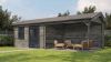 Lugarde Select Blokhut met overkapping Voorst 400x300cm + 400cm - Keteldruk Grijs