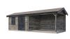 Lugarde Select Blokhut met overkapping Voorst 400x300cm + 400cm - Keteldruk Grijs