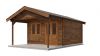 Lugarde Select Blokhut met overkapping Elburg 400x400cm + 200cm - Keteldruk Bruin
