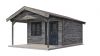 Lugarde Select Blokhut met overkapping Elburg 400x400cm + 200cm - Keteldruk Grijs