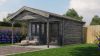 Lugarde Select Blokhut met overkapping Elburg 400x400cm + 200cm - Keteldruk Grijs