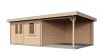 Lugarde Select Blokhut met overkapping Wehl 400x400cm + 300cm - Onbehandeld
