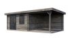 Lugarde Select Blokhut met overkapping Wehl 400x400cm + 300cm - Keteldruk Grijs