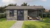 Lugarde Select Blokhut met overkapping Oosterbeek 400x400cm + 300cm - Keteldruk Grijs