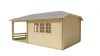 Tuindeco Torkel Blokhut 420x420 cm + luifel 280 cm 44 mm vuren red class wood geïmpregneerd