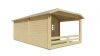 Tuindeco Torkel Blokhut 420x420 cm + luifel 280 cm 44 mm vuren red class wood geïmpregneerd