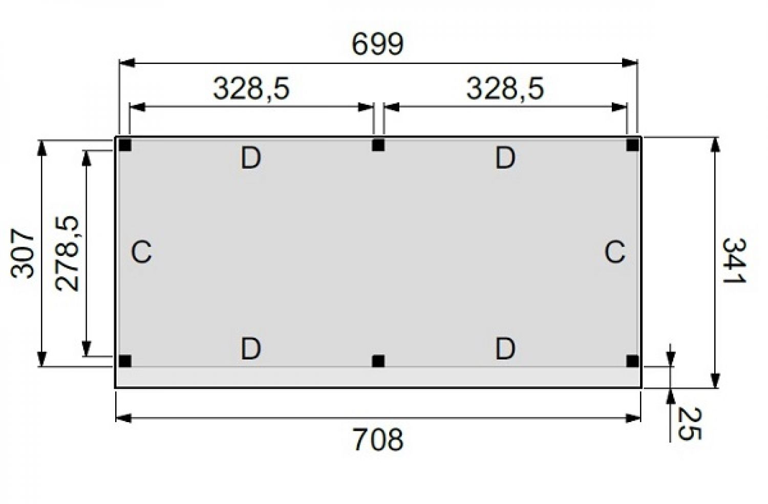 Plattgerond Buitenverblijf Plat dak Premium L 700x310 cm