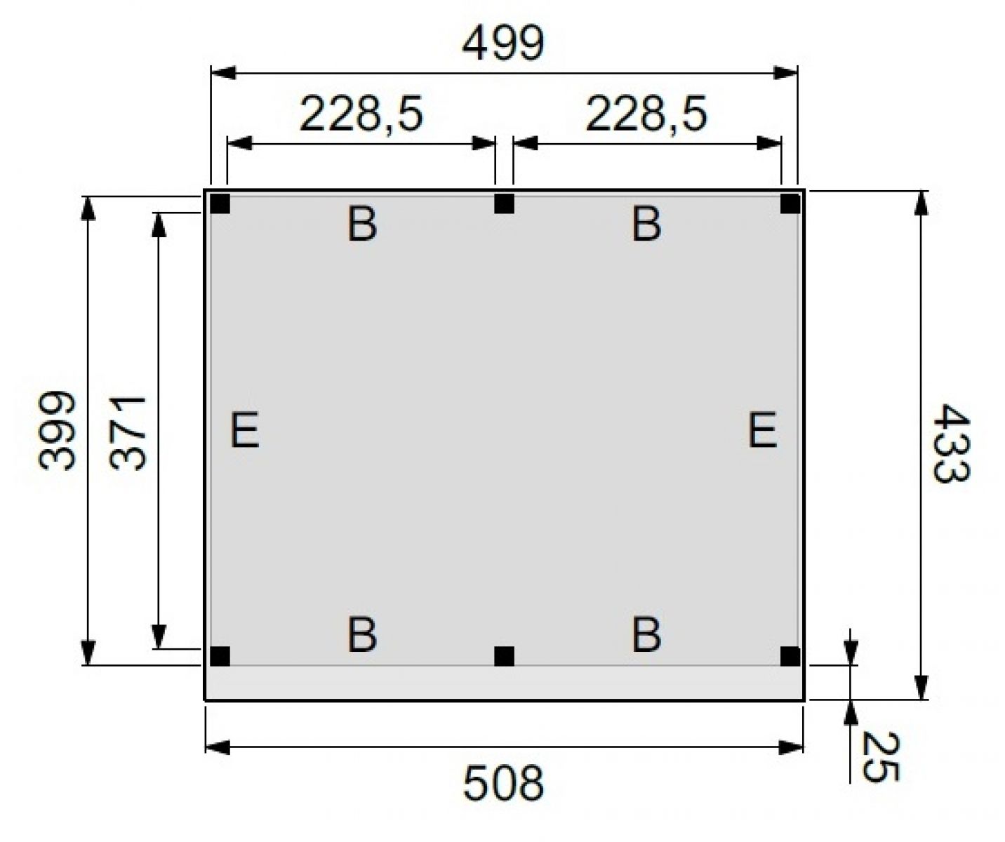 Plattegrond Buitenverblijf plat dak premium XXL 500x400 cm