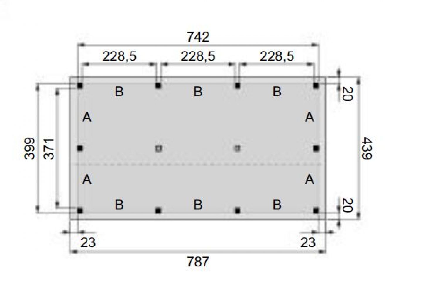 Plattegrond kapschuur Excellent 750x400 cm