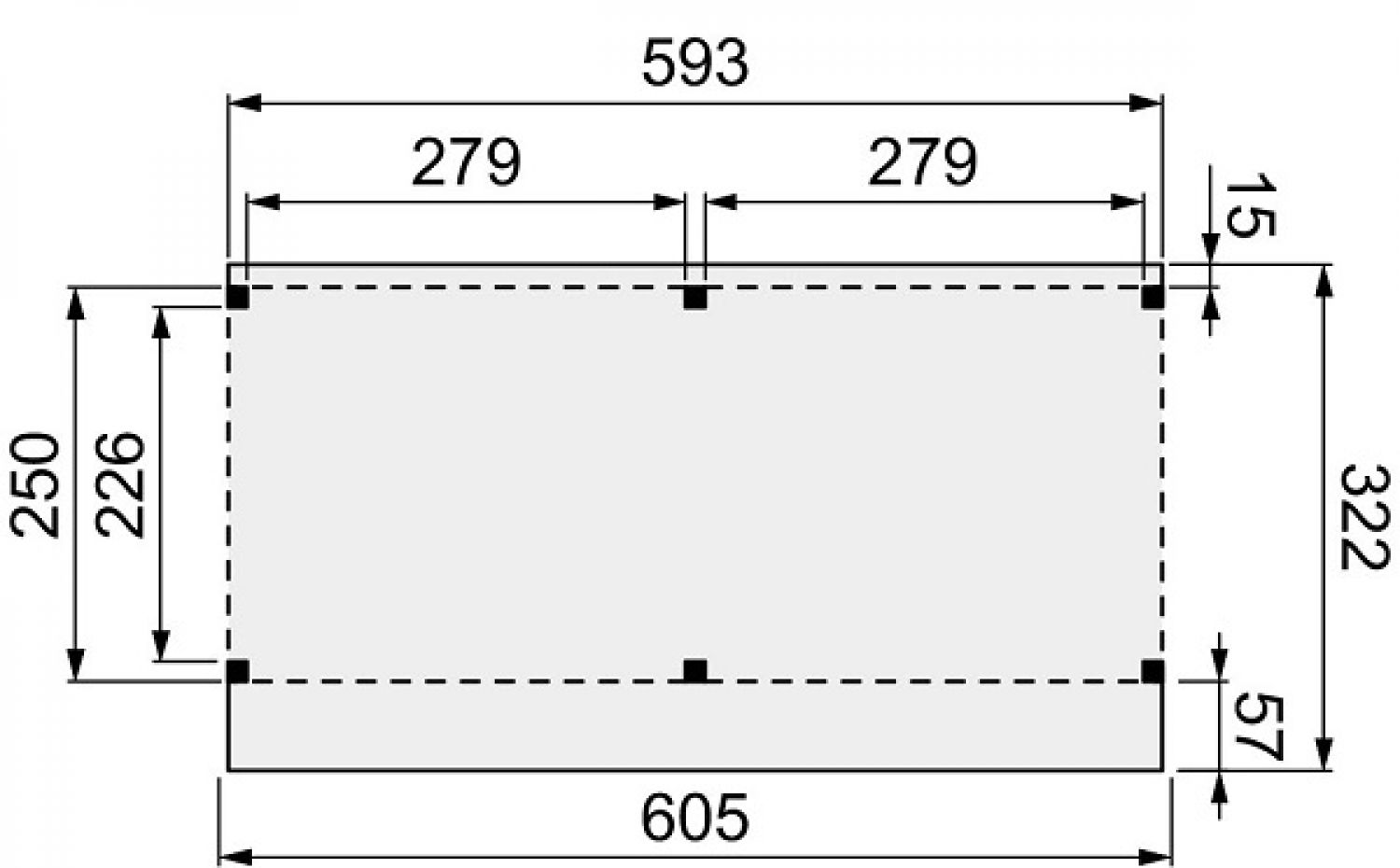 Plattegrond kapschuur Comfort 605x322 cm onbehandeld