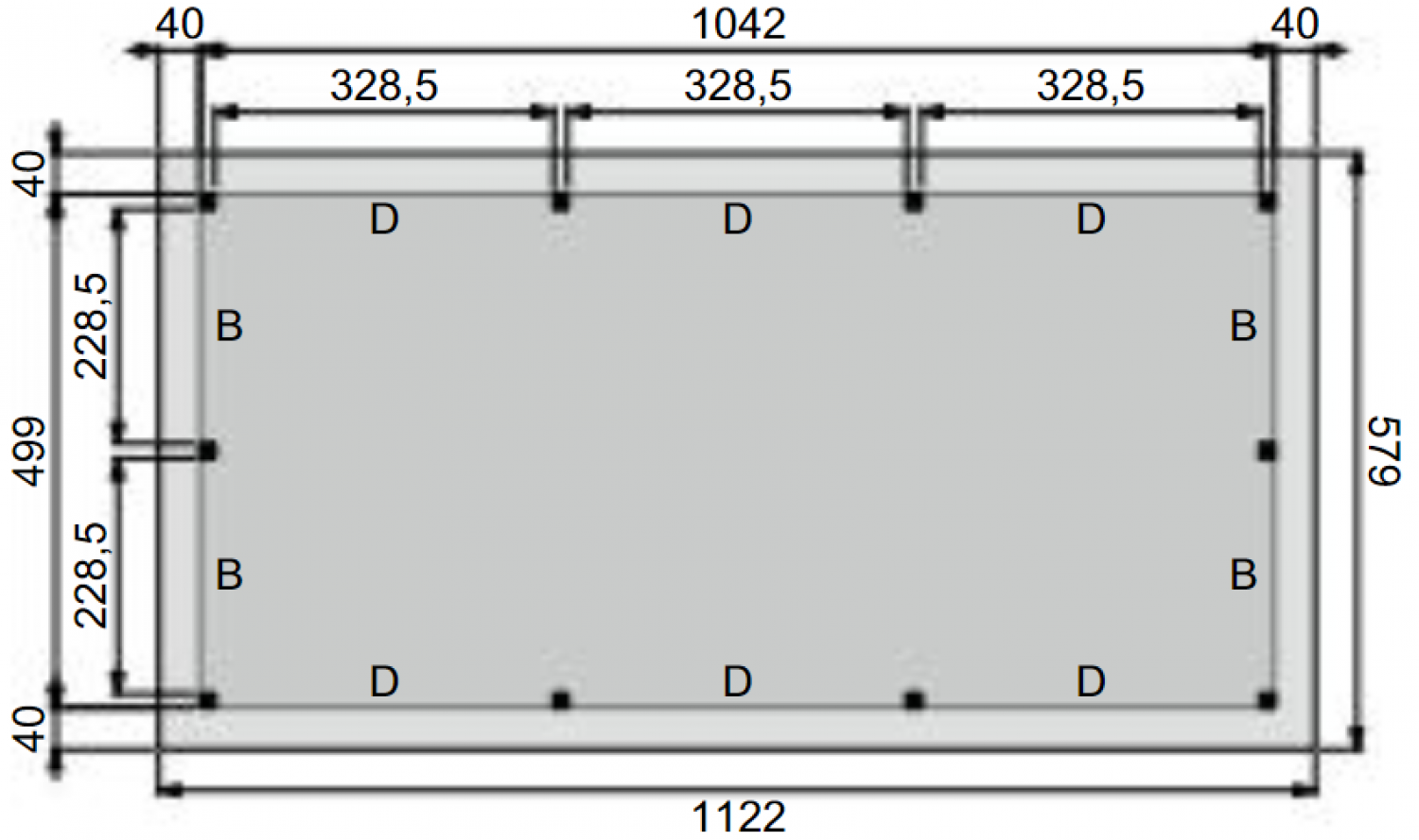 Plattegrond Overkapping Prestige XXXL 1050x500 cm 