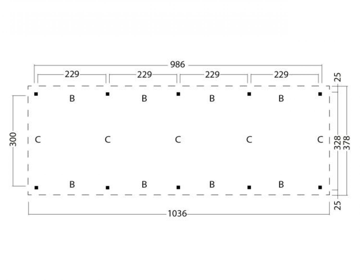 Plat dak Odense XL type 9 1036x378 cm